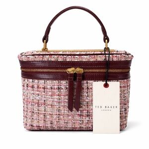 Ted Baker Tweed Box Bag - Burgundy trim/ Sophisticated Crossbody (NWT)